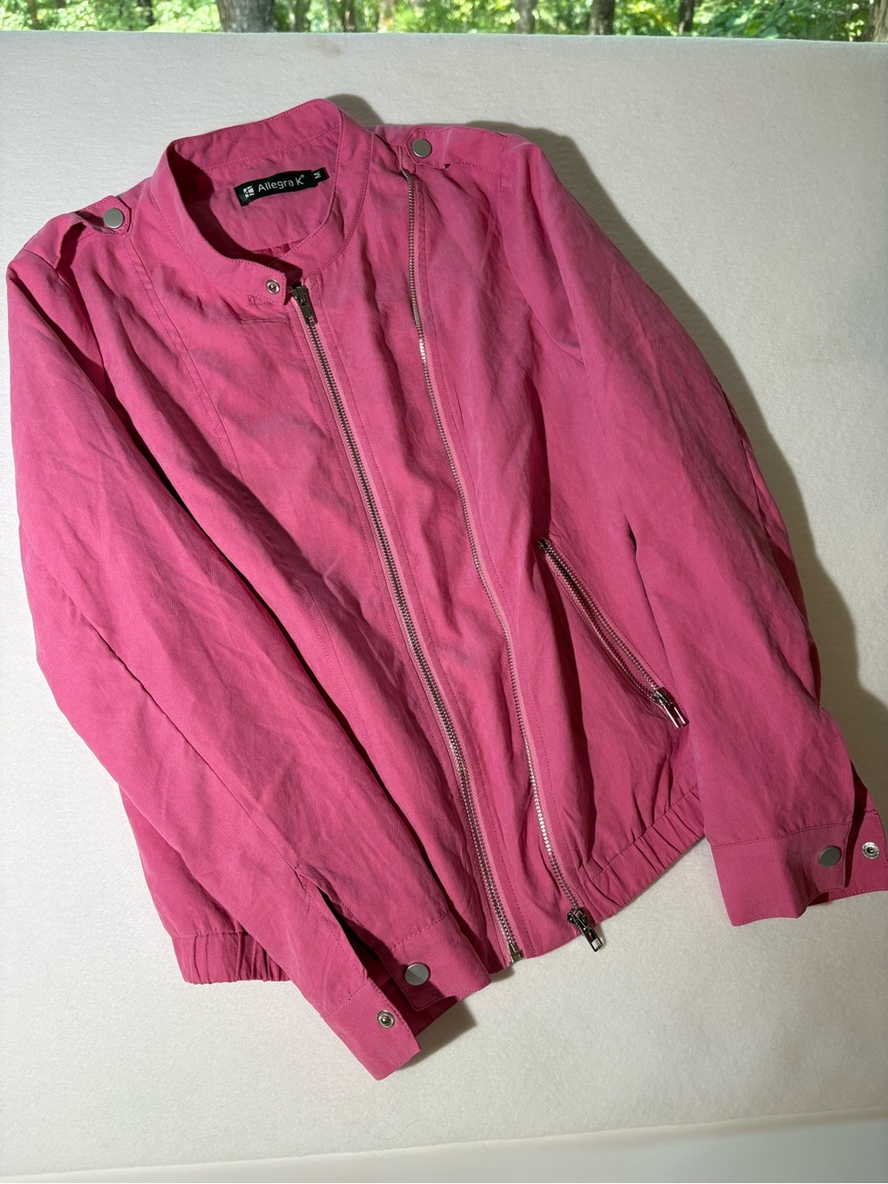Allegra K Rose-Pink Lightweight Bomber Jacket